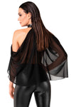 Transparenter Neckholder-Bolero mit Druckknöpfen | Noir Handmade