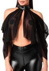 Transparenter Neckholder-Bolero mit Druckknöpfen | Noir Handmade