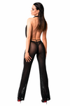 Neckholder Bodystocking mit transparentem Netzmaterial und Wasserfallausschnitt | Noir Handmade