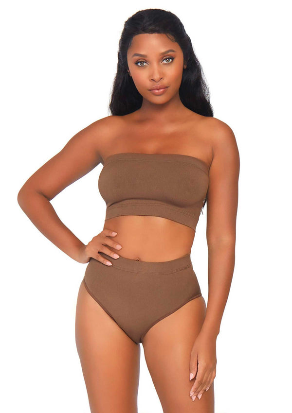 Hautfarbenes verführerisches Dessous Set mit geripptem Design von Leg Avenue