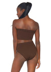 Braunes verführerisches nahtloses Bandeau Set mit hochgeschnittenem Slip von Leg Avenue – Ansicht 3