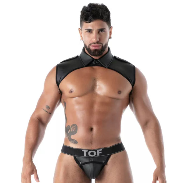 Schwarzes Neoprene Collar-Harness von TOF Paris