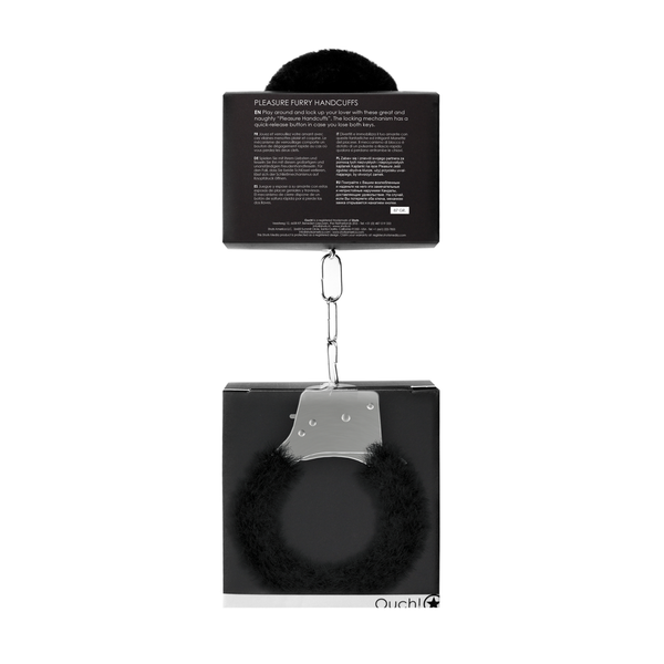 Schwarze elegante Handfesseln mit weichem Kunstfell Besatz von Ouch! by Shots – Ansicht 3