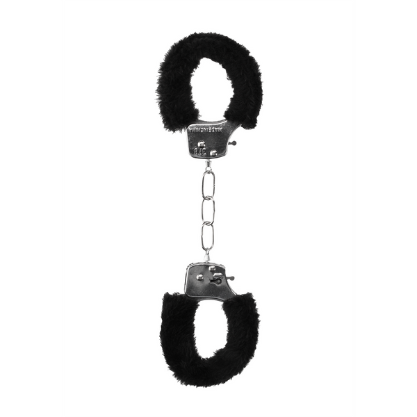 Schwarze elegante Handfesseln mit weichem Kunstfell Besatz von Ouch! by Shots