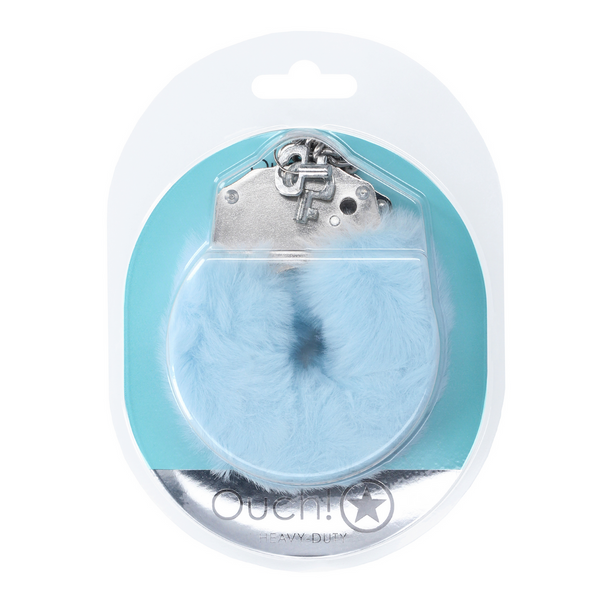 Blaues verspieltes Fesselset mit flauschigen weichen Manschetten von Ouch! by Shots – Ansicht 2