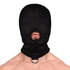 Schwarze mysteriöse Gesichtsmaske mit robustem Metallschlüsselring von Ouch! by Shots – Ansicht 3