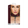 Rotes aufregendes Halsband mit markantem Rautenmuster und Kette von Ouch! by Shots – Ansicht 2