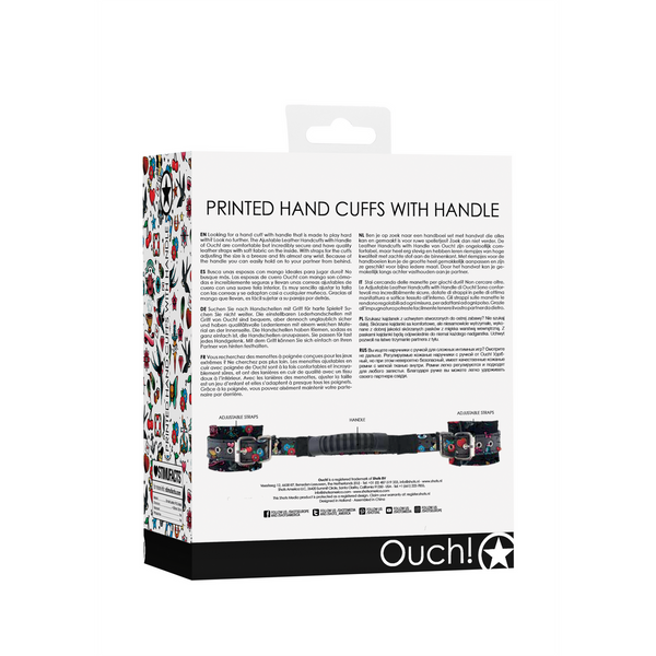 Schwarze anziehende Handgelenksmanschetten mit praktischem Griff von Ouch! by Shots – Ansicht 3