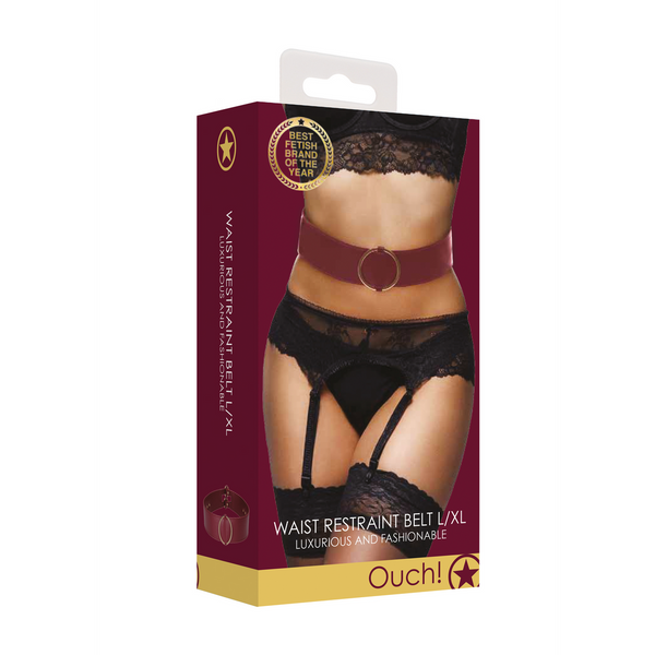 Rotes luxuriöses Taillenband mit glänzenden goldenen Elementen von Ouch! by Shots – Ansicht 2