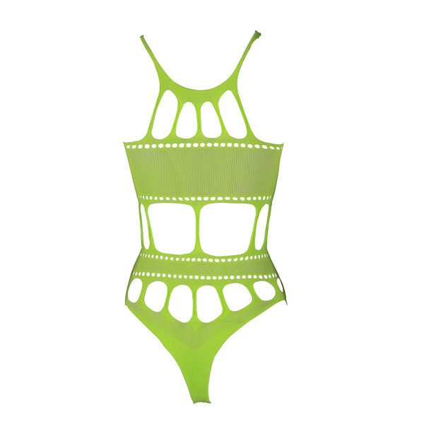 Grüner verführerischer UV-aktiver Body mit antikem Ausschnitt von Ouch! by Shots – Ansicht 14