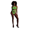 Grüner verführerischer UV-aktiver Body mit antikem Ausschnitt von Ouch! by Shots