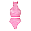 Pinkes leuchtendes Set mit Stehkragen und High Waist Slip von Ouch! by Shots – Ansicht 6