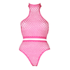 Pinkes leuchtendes Set mit Stehkragen und High Waist Slip von Ouch! by Shots – Ansicht 13
