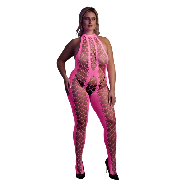 Pinker verführerischer Neon Bodystocking mit offenem Schritt von Ouch! by Shots – Ansicht 8