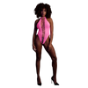 Pinker leuchtender High Cut Body mit elegantem Halterneck Design von Ouch! by Shots