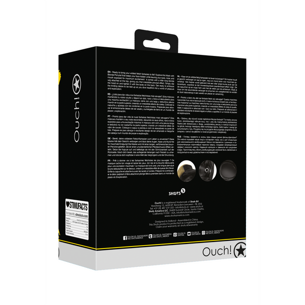 Schwarze mysteriöse Gesichtsmaske mit einer eleganten langen Perücke von Ouch! by Shots – Ansicht 3