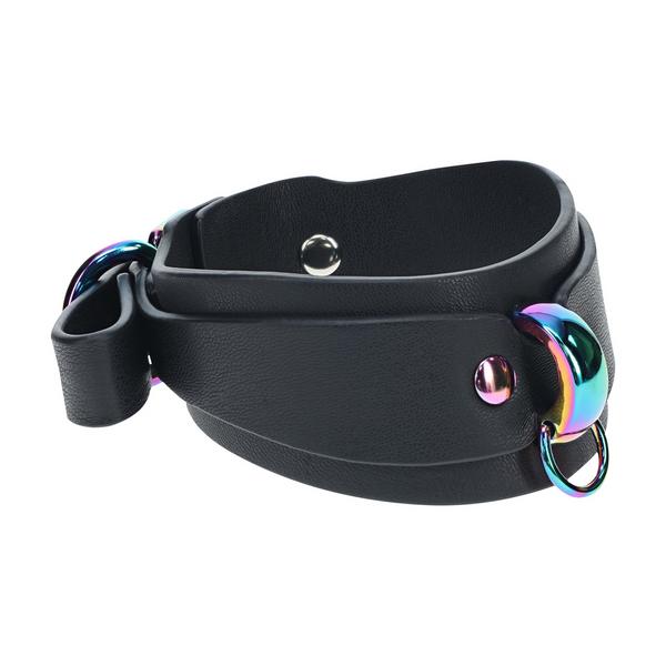 Schwarze elegante Knöchelmanschetten mit glänzendem Hardware Finish von Ouch! by Shots – Ansicht 5