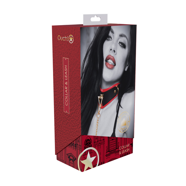 Rotes verlockendes Halsband Set mit abnehmbarer Führleine von Ouch! by Shots – Ansicht 2