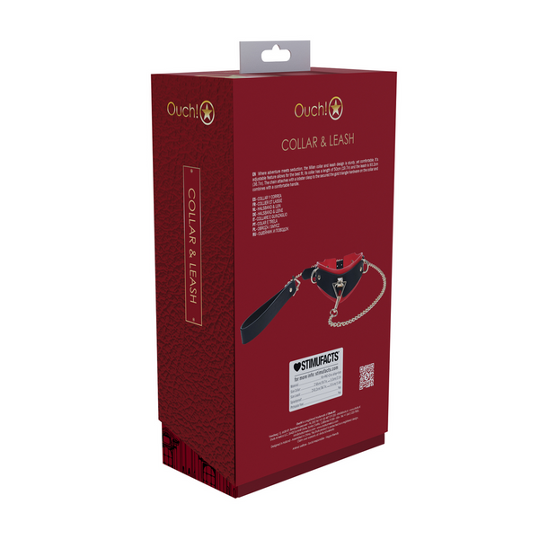 Rotes verlockendes Halsband Set mit abnehmbarer Führleine von Ouch! by Shots – Ansicht 3