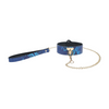 Blaues glanzvolles Halsband mit einer abnehmbaren robusten Führleine von Ouch! by Shots – Ansicht 4