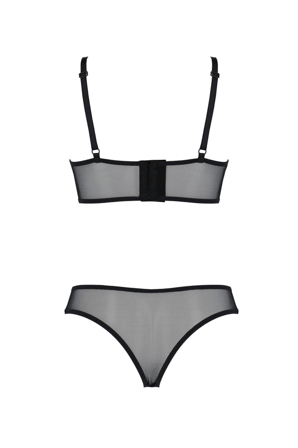 Transparentes Dessous-Set mit Netz und Spitze | Passion
