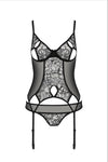 Transparentes Netz-Dessous-Set mit Strumpfhaltern und Bügel-BH | Passion
