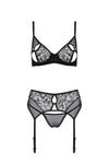 Edles Dessous-Set aus Netz mit floralem Samt Muster | Passion