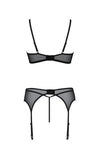 Edles Dessous-Set aus Netz mit floralem Samt Muster | Passion