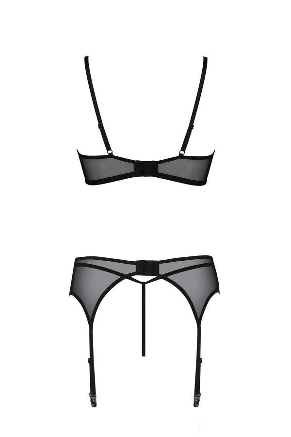 Edles Dessous-Set aus Netz mit floralem Samt Muster | Passion