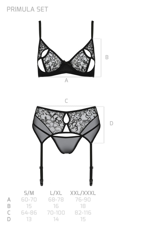 Edles Dessous-Set aus Netz mit floralem Samt Muster | Passion