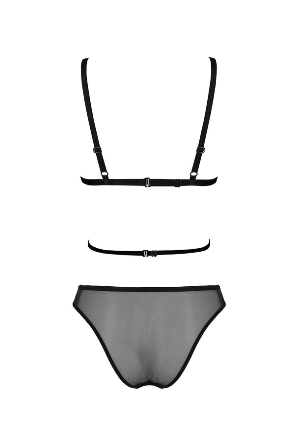 Transparentes Netz-Dessous-Set mit Hakenverschluss | Passion