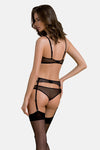 Erotisches Netz-Dessous Set mit Strumpfhalter und Bügel-BH | Passion
