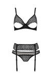 Erotisches Netz-Dessous Set mit Strumpfhalter und Bügel-BH | Passion