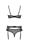 Erotisches Netz-Dessous Set mit Strumpfhalter und Bügel-BH | Passion