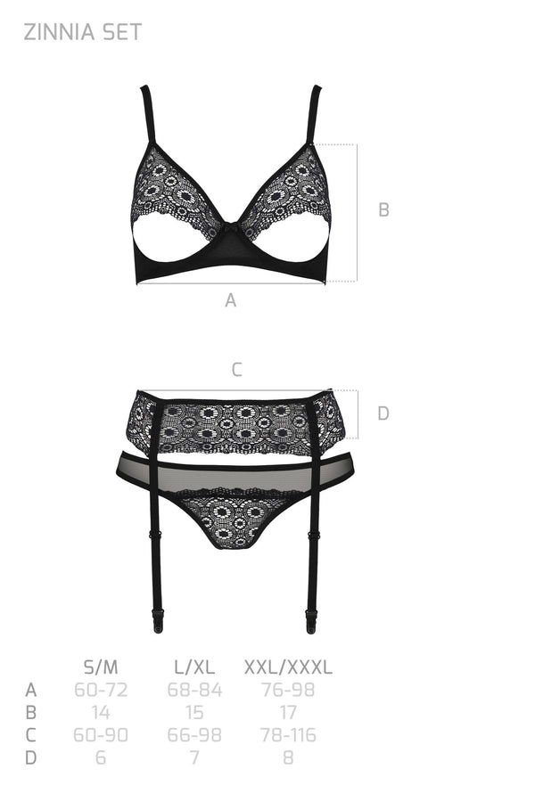 Erotisches Netz-Dessous Set mit Strumpfhalter und Bügel-BH | Passion