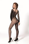 Netz-Catsuit transparent ouvert mit Spitzendetails | Passion
