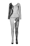 Netz-Catsuit transparent ouvert mit Spitzendetails | Passion