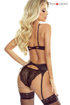3-teiliges Spitzen-Dessous-Set mit Strumpfhalter und Bügel-BH | Provocative