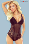 Eleganter Spitzen-Body mit Netz-Einsätzen und gepolstertem BH | Provocative