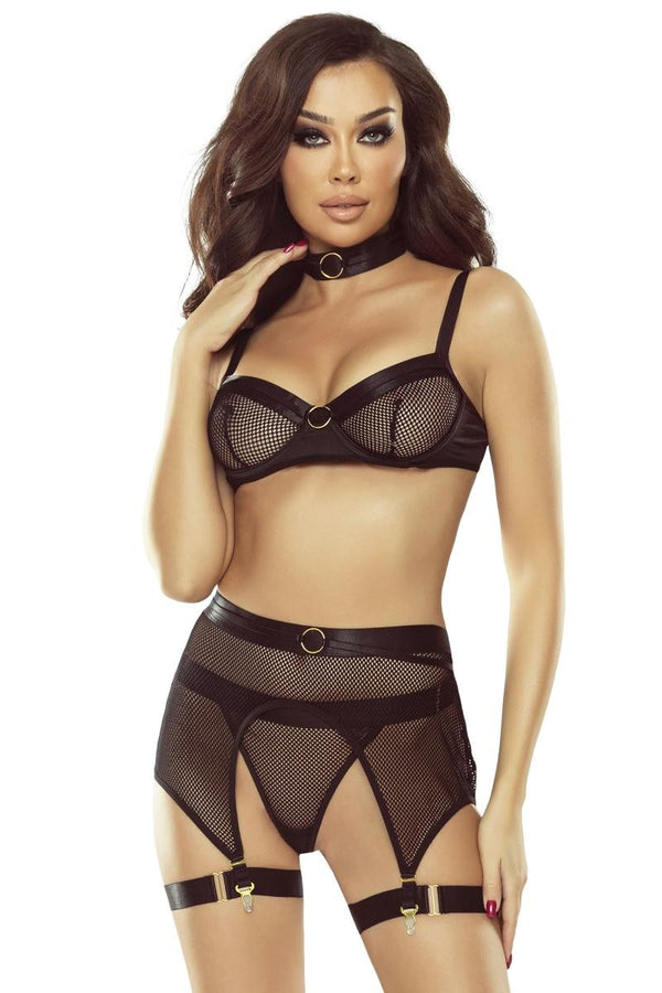 Extravagantes 6-teiliges Harness-Dessous-Set mit Strumpfbändern | Provocative