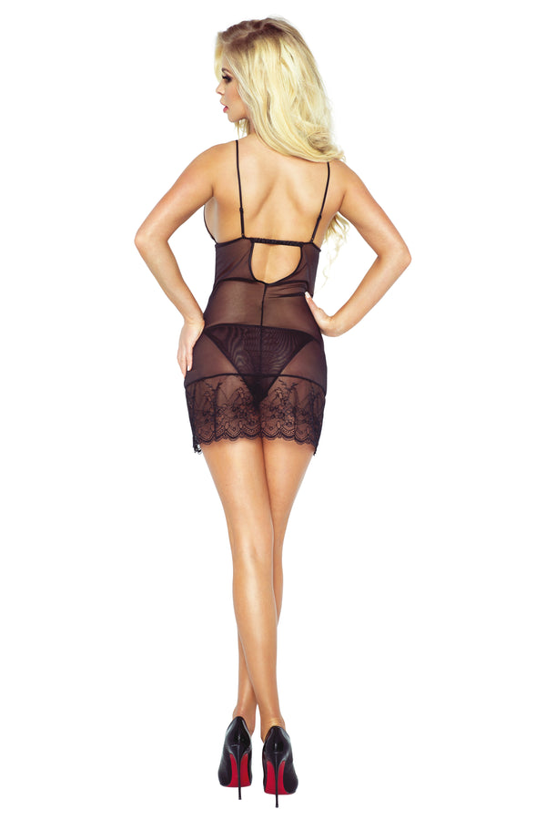 Elegantes Chemise mit verstellbaren Trägern und seitlich gebundenem Tanga | Provocative