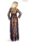 Langes transparentes Chemise mit Spitzendetails und passendem String | Provocative