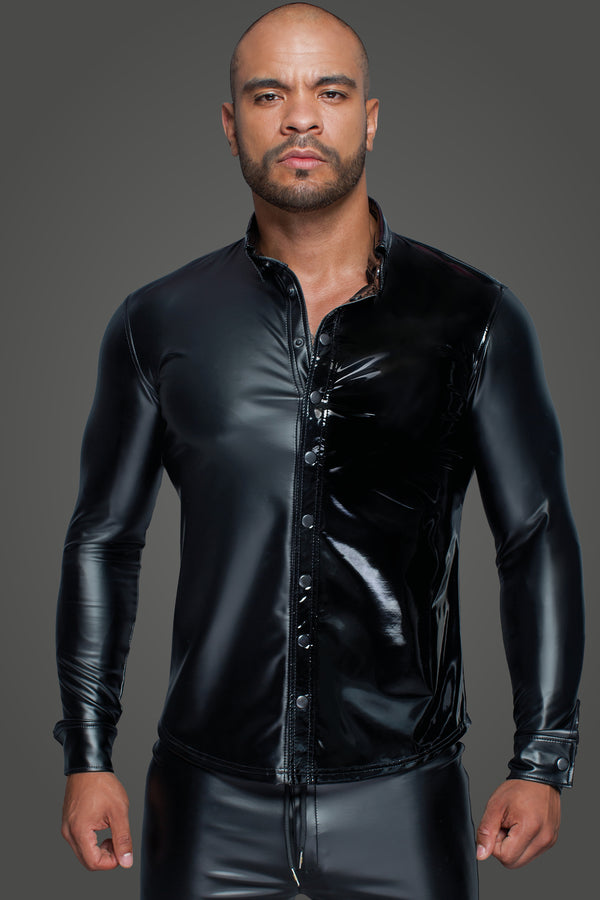 Power Wetlook Herren Hemd H064 - Schwarz | Noir Handmade_115083.jpg