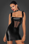Powerwetlook-Kleid mit Tüll-Einsatz F257 - Schwarz | Noir Handmade_115195.jpg