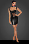 Powerwetlook-Kleid mit Tüll-Einsatz F257 - Schwarz | Noir Handmade_115196.jpg