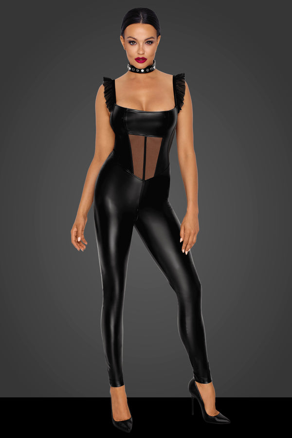Powerwetlook Overall mit Tüll Einsätzen F256 - Schwarz | Noir Handmade_115193.jpg