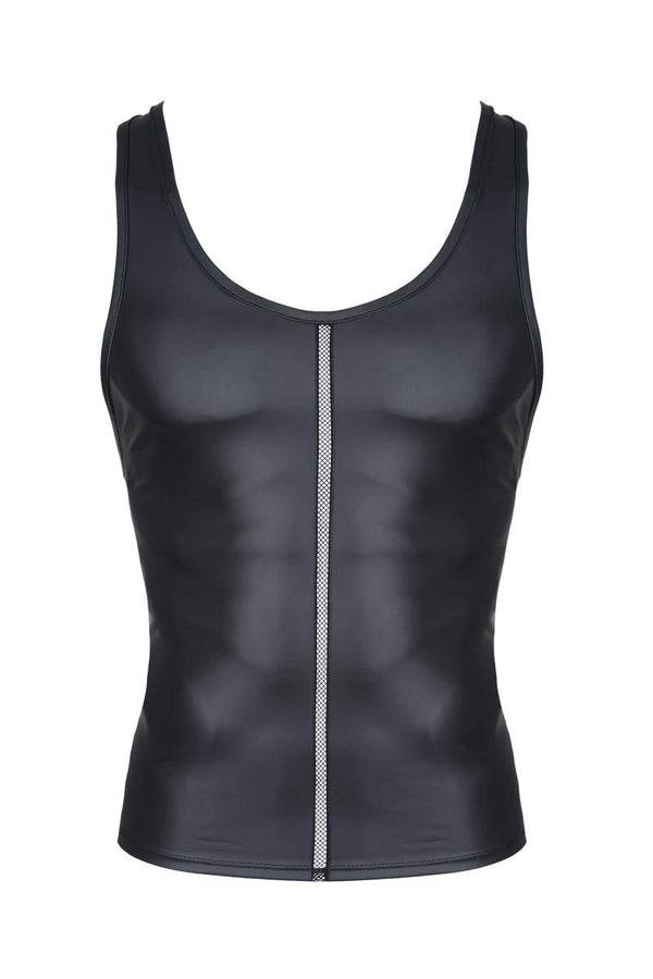 Muscle-Shirt im Wetlook mit Netz-Einsatz | Regnes Fetish Planet