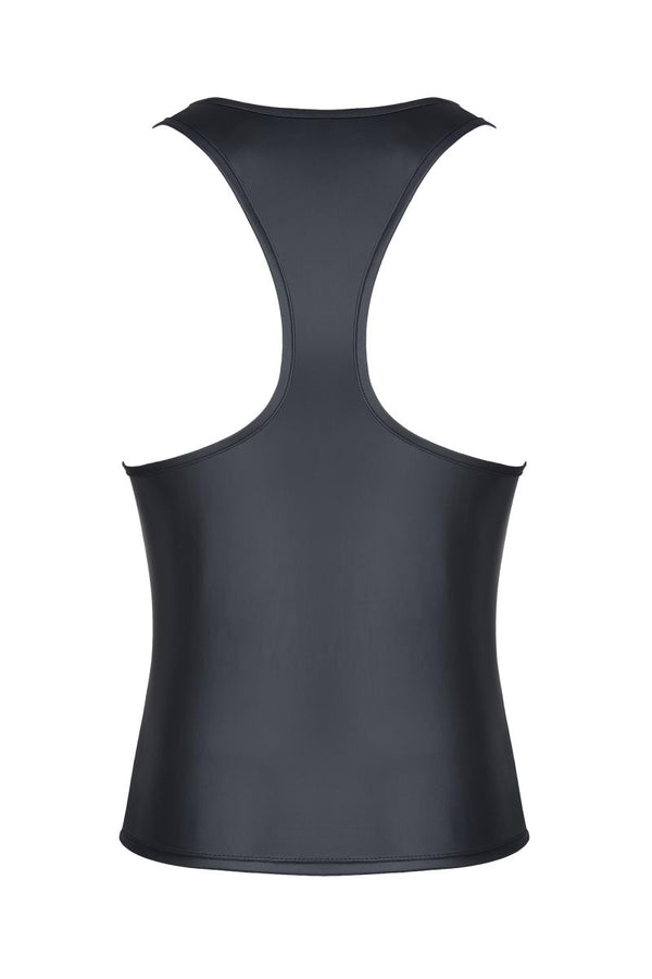 Muscle-Shirt im Wetlook mit Netz-Einsatz | Regnes Fetish Planet