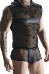 Transparentes Netz-Kapuzen-Shirt mit Wetlook-Optik | Regnes Fetish Planet