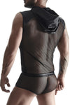 Transparentes Netz-Kapuzen-Shirt mit Wetlook-Optik | Regnes Fetish Planet